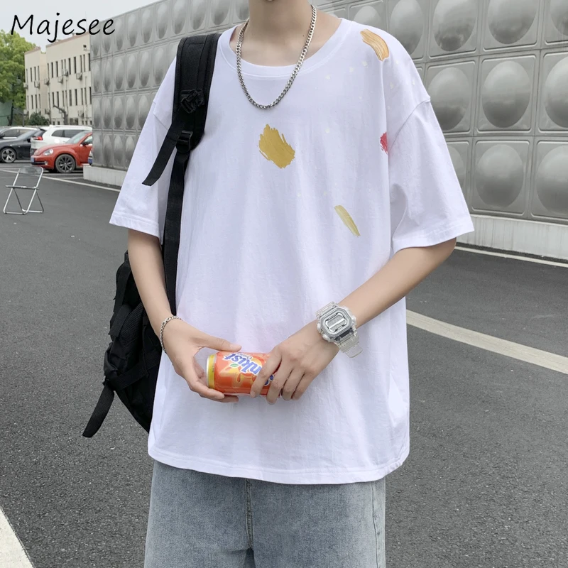 

Men T-shirts Ins Casual Ins All-match Teens College Summer Cozy Popular O-neck Ulzzang Baggy Unisex Clothing Handsome Streetwear