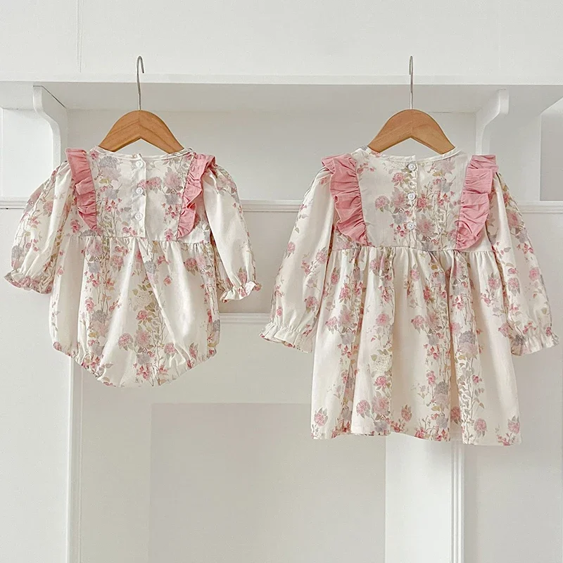 Весенняя одежда для сестры детские платья принцессы детский комбинезон розовая