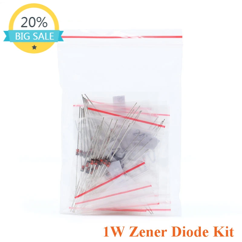 

55Pcs 1W Zener Diode Electronic Components Package 10V~56V Zener Diode Assorted Kit 11 Kinds Each 5pcs
