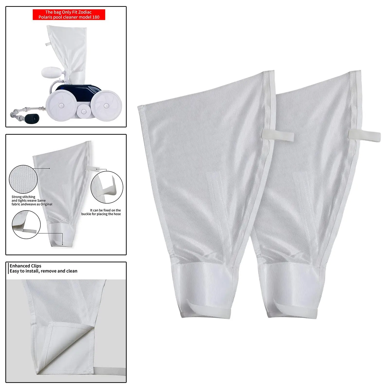 

2Pcs Pool Cleaner Filter Bag All Purpose Replacement SPA Pool Vacuum Cleaner Mesh Bag for Polaris Pool Cleaner Outdoor Garden