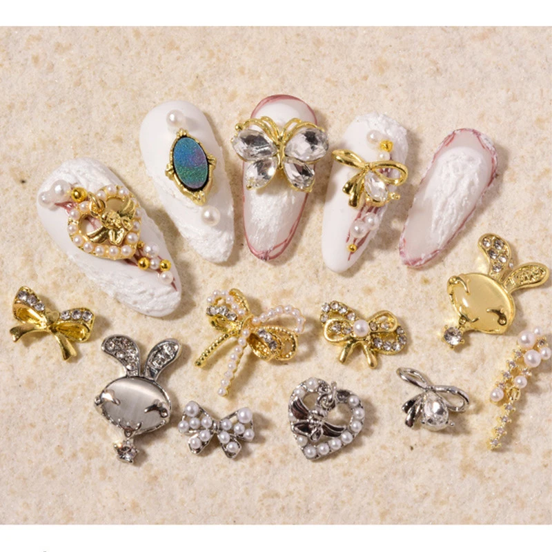 

3PCS 3D Nail Art Dedicate Nail Alloy Designs Pearls Jewelry Rhinestones For Nail Tips Decorations