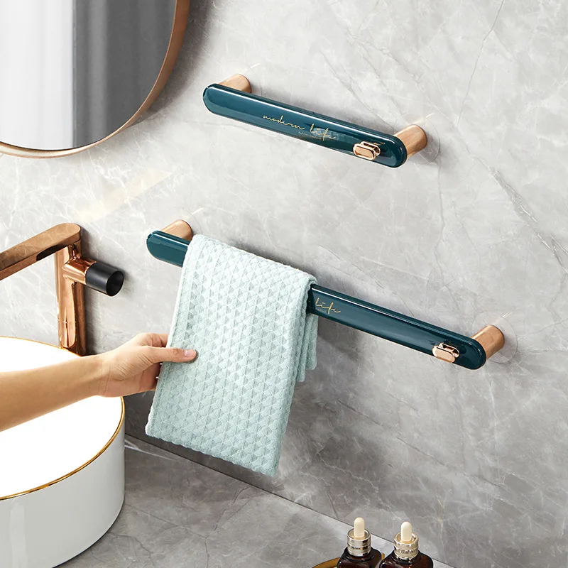 

Light Luxury Multi Functional Towel Rack Living Room Kitchen Organizer Shelf Wall Mounted Slippers Rack Bathroom Accessories