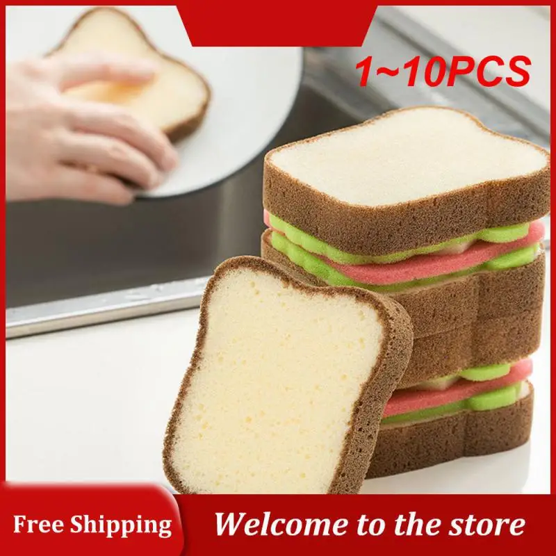 

1~10PCS Creative Toast Shape Dish-washing Sponges Washable Scrubber Tools Kitchen Accessories Household Cleaning Gadget