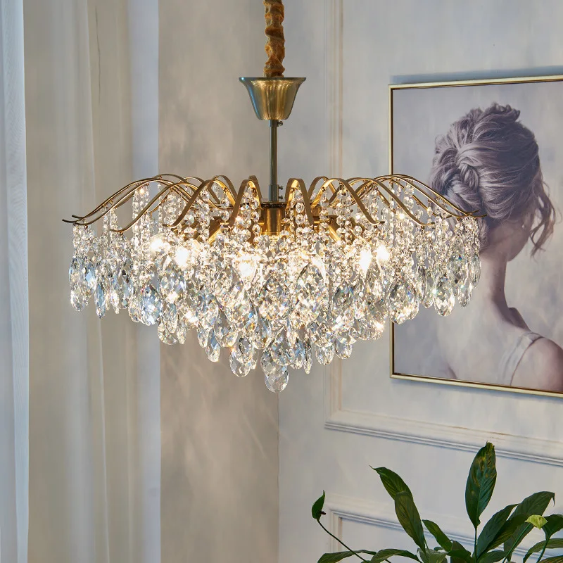 

Современная люстра E14 K9 в виде капли, хрустальный, металлическая потолочная лампа для гостиной, модель спальни, роскошный подвесной светиль...