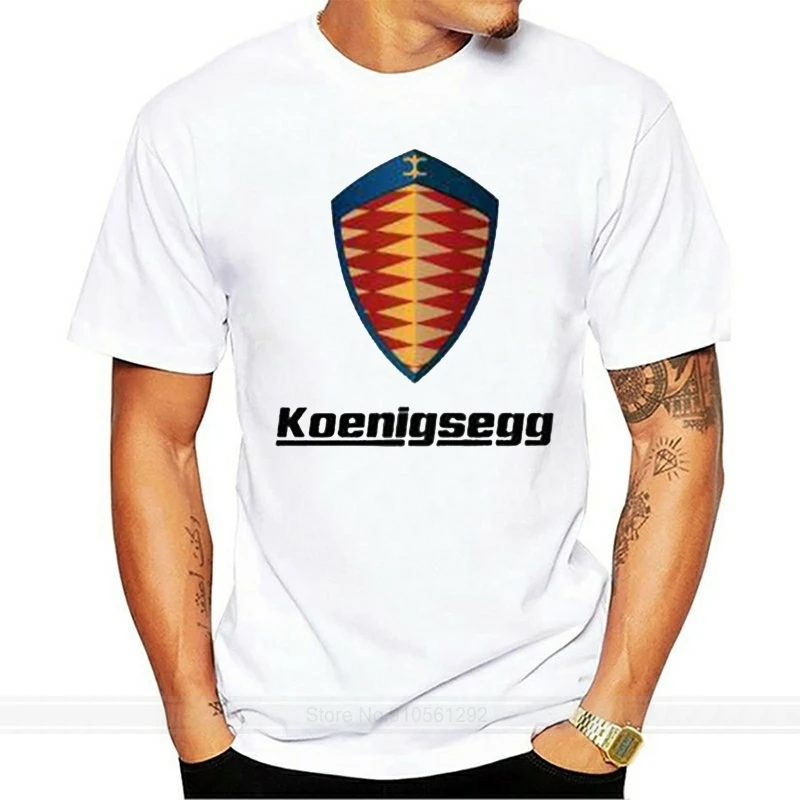 Новая белая футболка Koenigsegg с логотипом Supercar принтом Em1 Мужская брендовая мужская