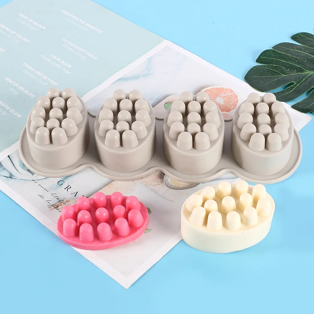 4-полостная силиконовая форма для мыла массажная массажа лечебный инструмент