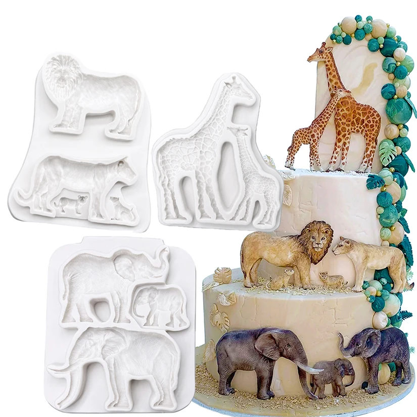 

Lion Elephant Giraffe Animal Silicone Sugarcraft Cupcake Baking Mold Fondant Cake Decorating Tools