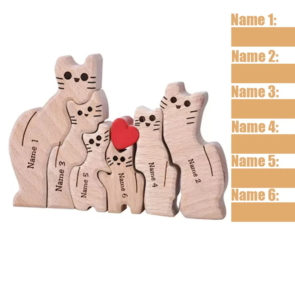 Деревянный семейный пазл с котами деревянный фигурный пазл птеранодон kids s 51 деталь