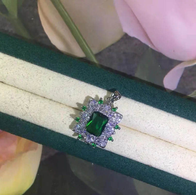 

ANGLANG Bright Pink/White/Yellow Cubic Zirconia Square Pendant Necklace for Women High Quality Fashion Necklaces Party Jewelry