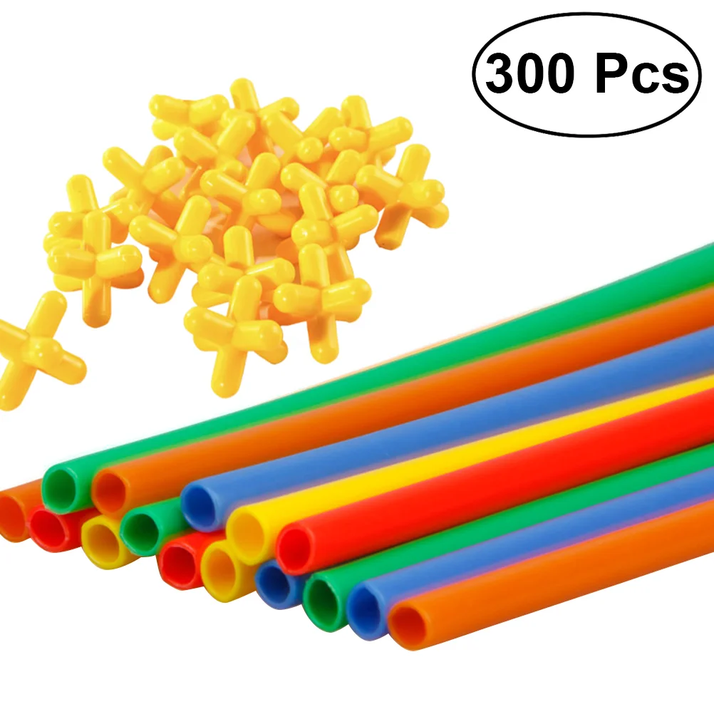 

300 Pcs Toys Kids Straw Building Blocks Eco-friendly Builders Constructor
