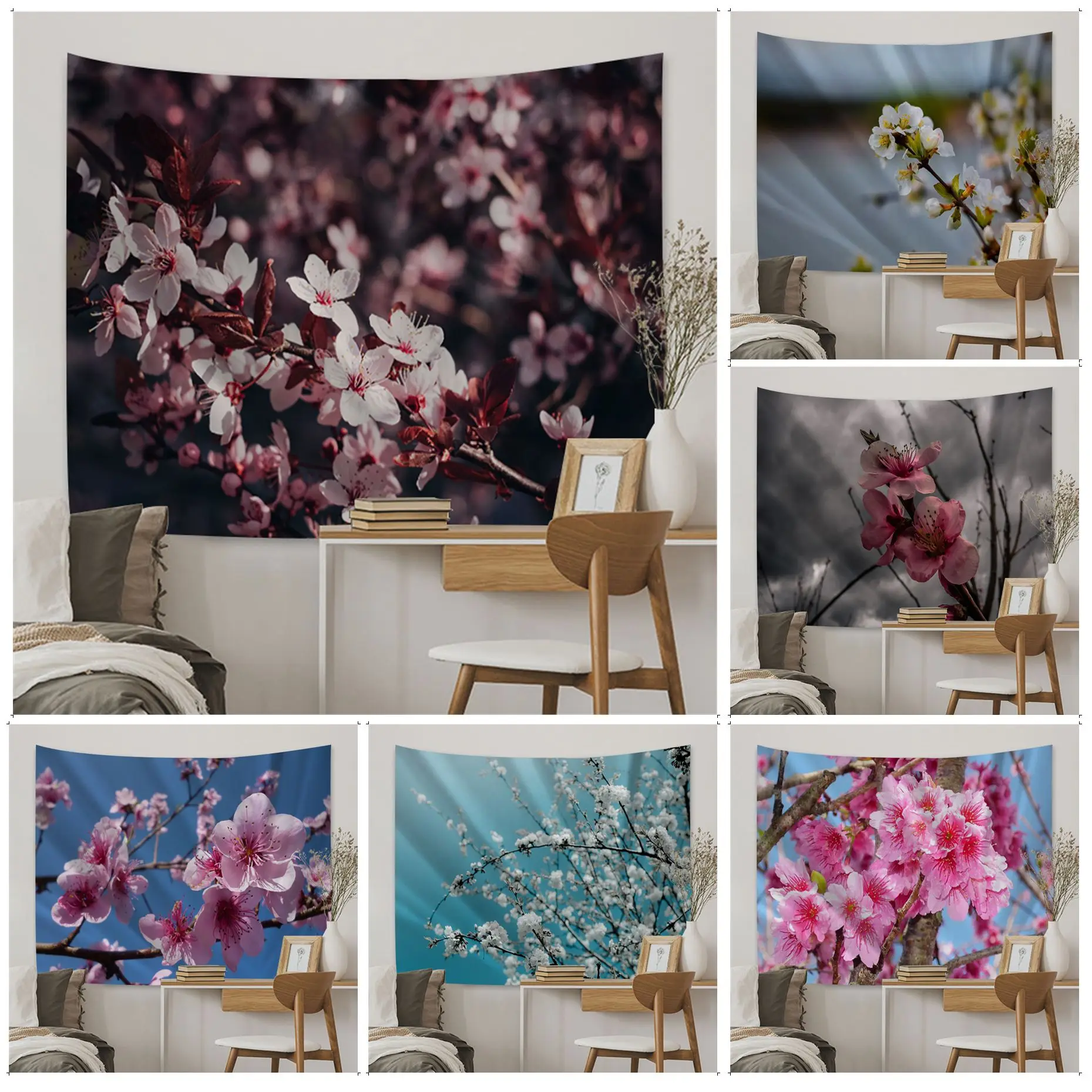 

Sakura Hanging Bohemian Tapestry For Living Room Home Dorm Decor Wall Hanging Sheets