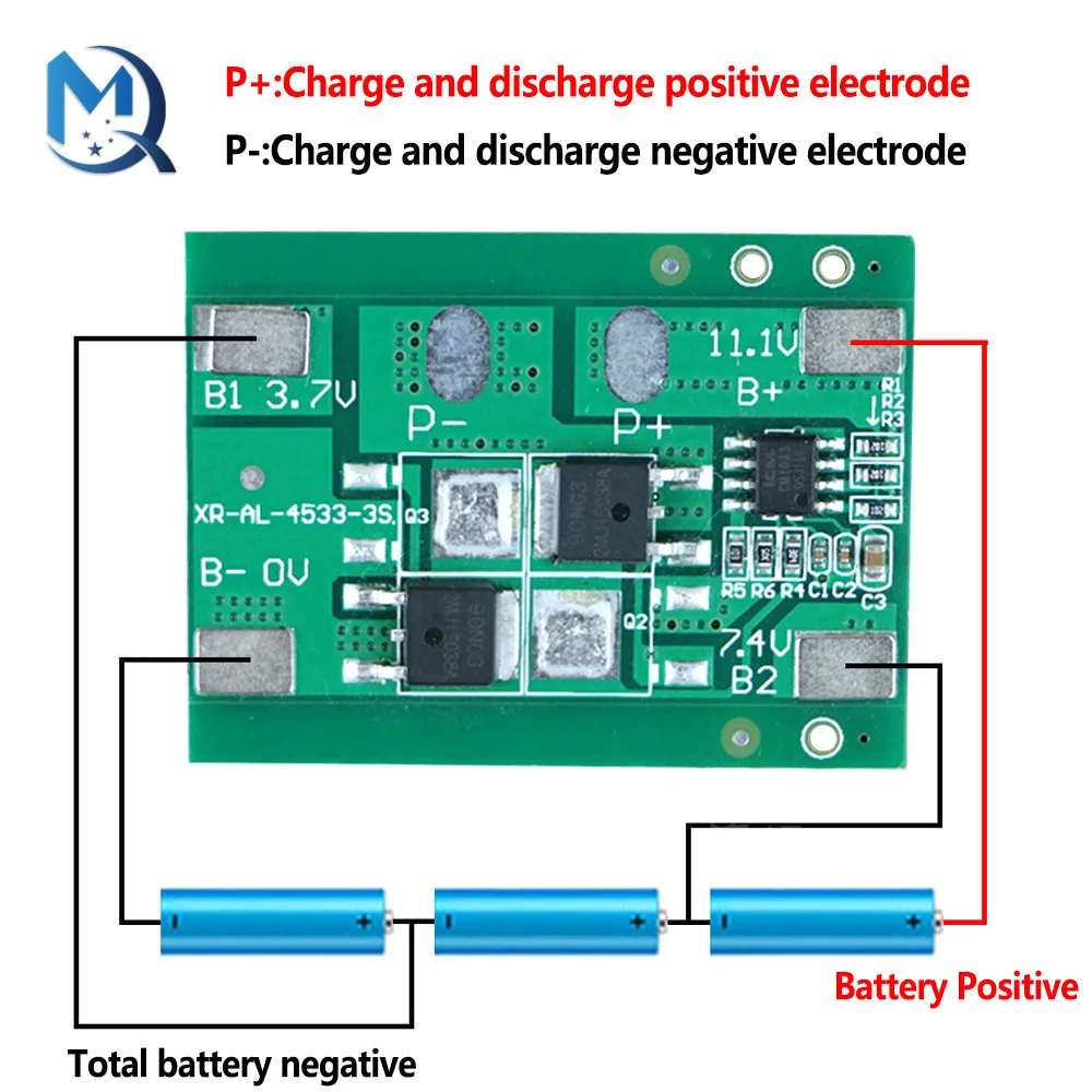 BMS 3S 5A 11.1V 18650 Li-ion Lithium Battery Charger Protection Board with With Nickel Strip Weld Common Port For Power Bank - купить по