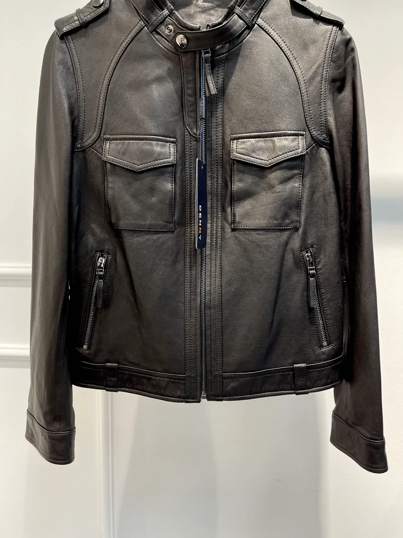 New Arrival Women Fashion Genuine Leather Jacket 2022 Autumn Collection Black Top Quality Coat