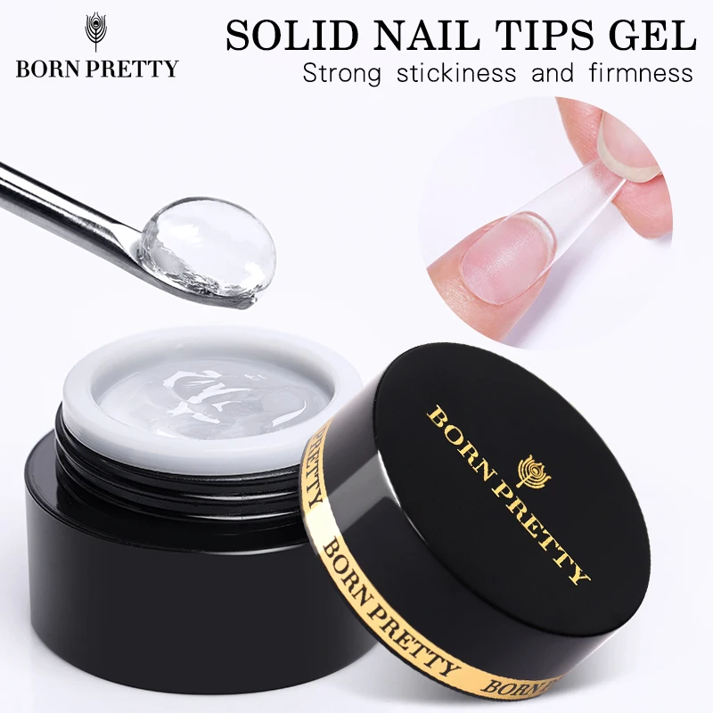 BORN PRETTY Solid Nail Tips Gel 5g Transparent UV LED Function Gel UV Lamp Nail Extension Gel Soak Off Nail Art Gel Varnish