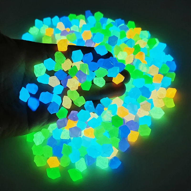 

100pcs/lot Luminous Pebbles Rocks Garden Ornaments Stone Glow In The Dark Garden For Garden Walkways Home Fish Tank Decorations