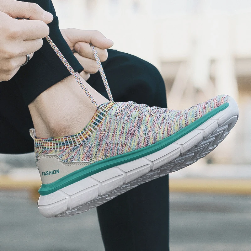 Summer Fashion Knit Slip-on Unisex Sock Sneakers Breathable Mens Running Shoes Comfortable Womens Casual Sports Shoes Size 36-45