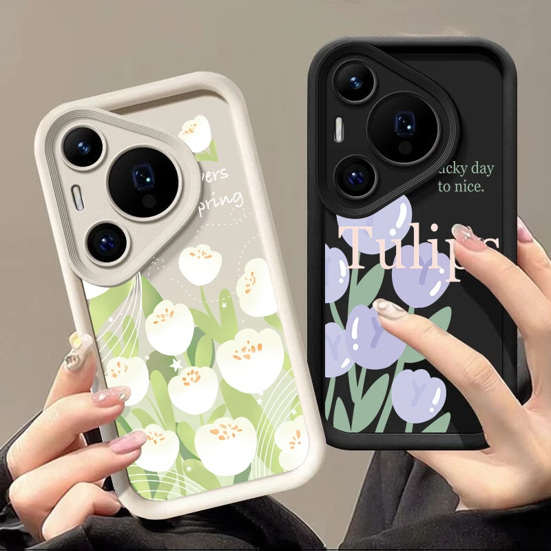 Мягкий силиконовый чехол с цветочным принтом тюльпана для Huawei Pura 50 70 Pro nova Y90 9 10 SE 11