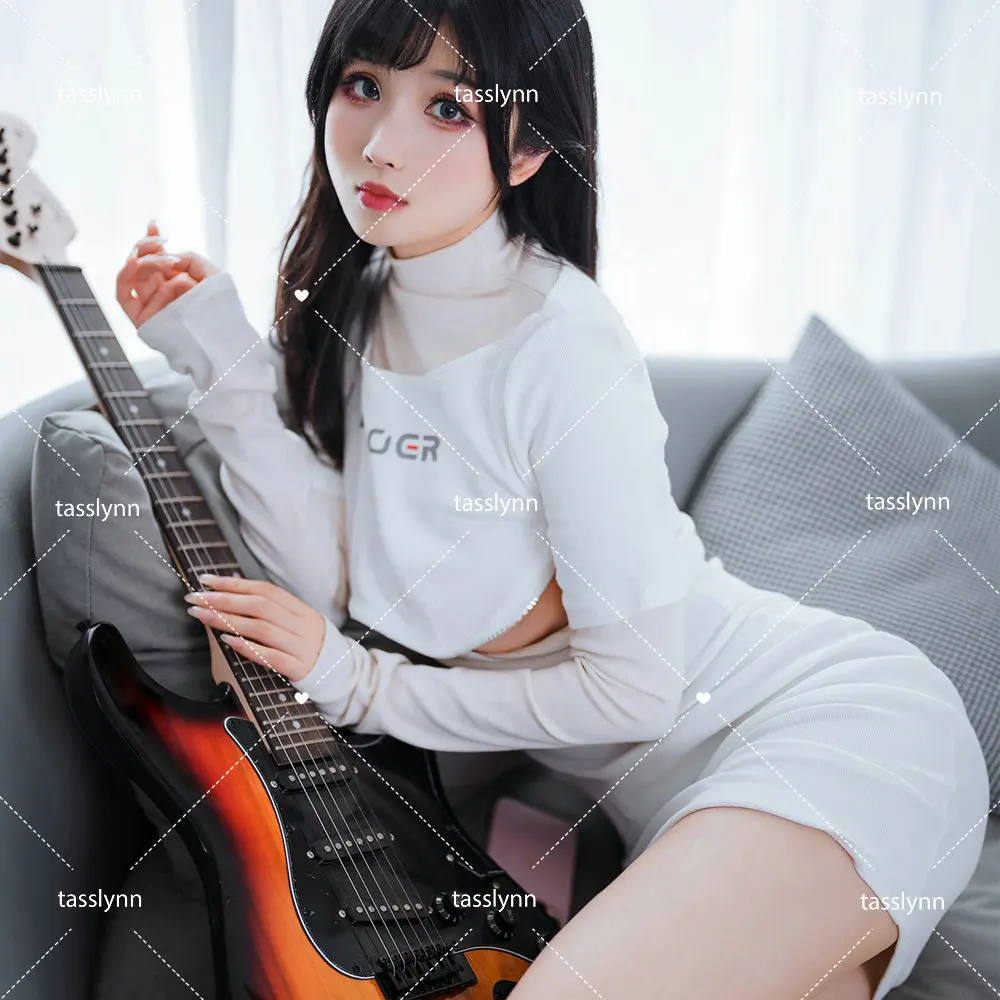 

NEW Hitomio Illustrator Guitar Sister Cosplay Costumes Sexy Dress Anime for Women Japan and South Korea Blue Sweater Dress