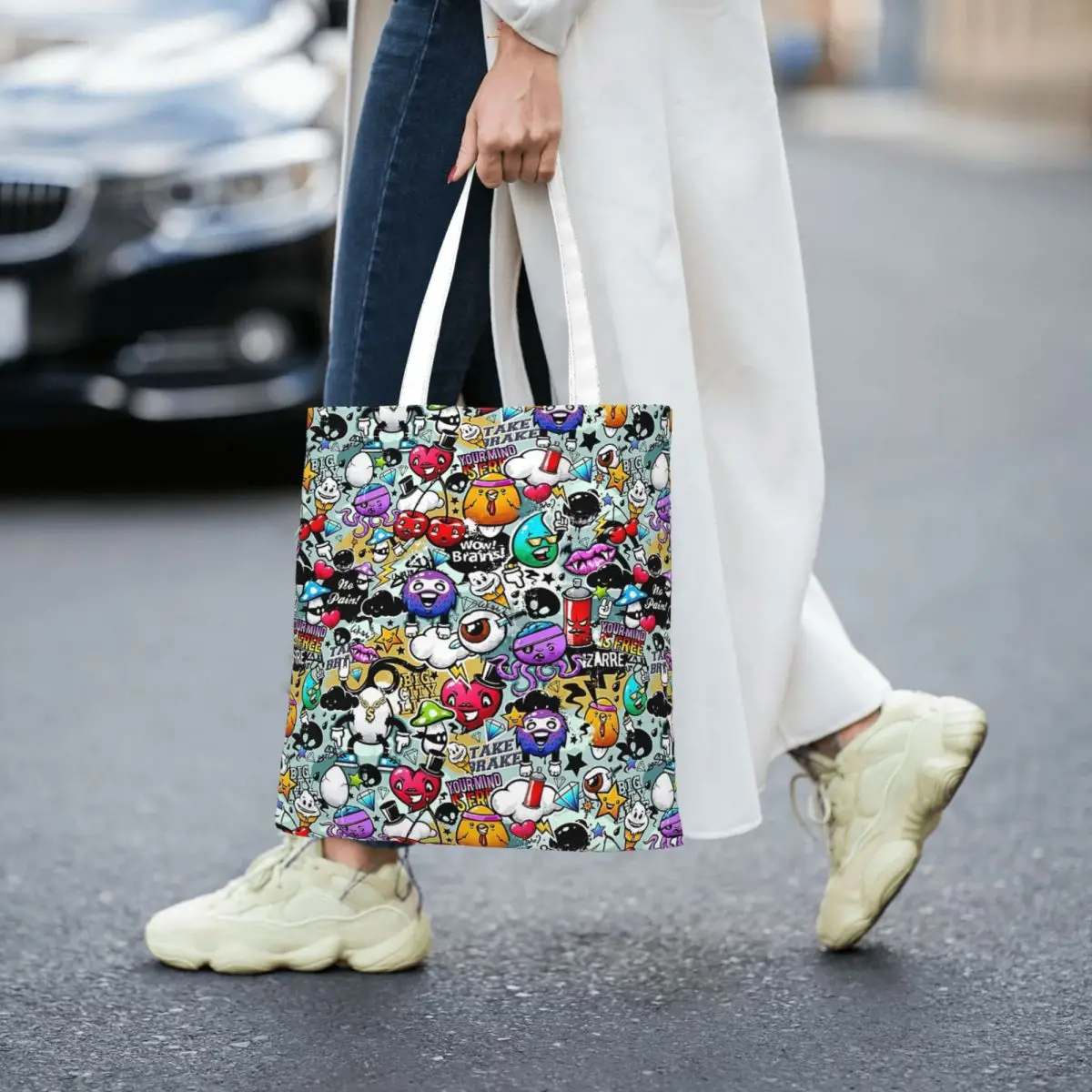 

Graffiti Fun Women Canvas Handbag Large Capacity Shopper Bag Tote Bag withSmall Shoulder Bag