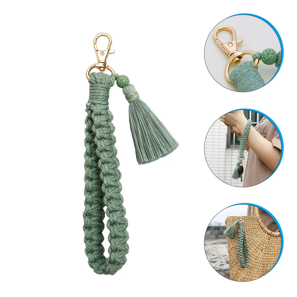 

Keychain Wristlet Macrame Key Wrist Keyring Chain Lanyard Bracelet Holder Keys Car Wallet Women Strap Cell Mobile Rainbow Tassel
