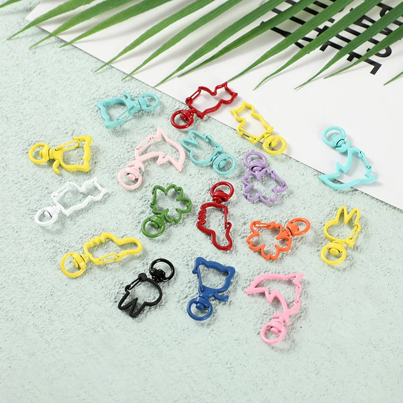 

10 шт., разноцветные Крючки-карабины для ключей