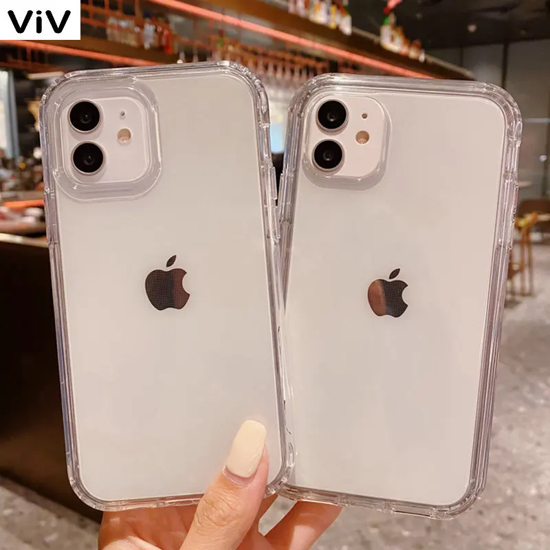 

Thick Shockproof Silicone Phone Case For iPhone 14 13 12 11 Pro Max XS Max X XR 7 8 Plus Transparent Soft TPU Bumper Back Cover