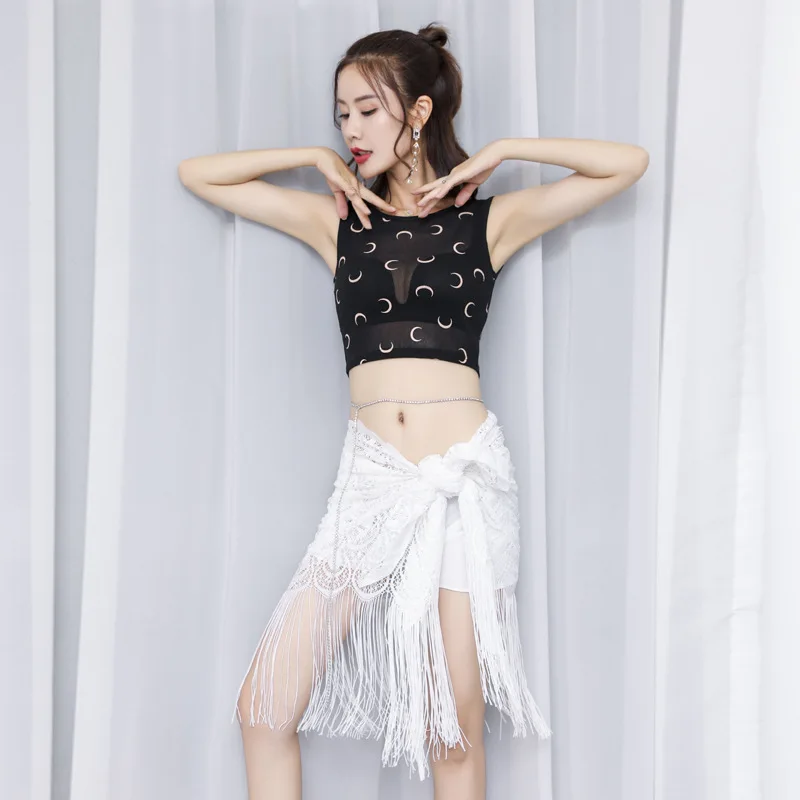 

Women Latin Bellydance Hip Scarf Skirt Dancing Uniforms With Leggings Fringed Skirt Adult Dance Performance Clothing