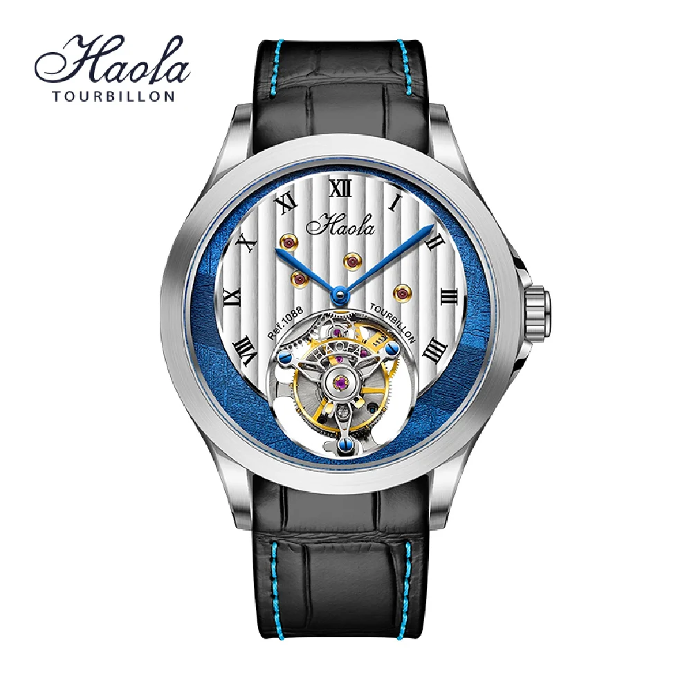 

Haofa Manual Tourbillon Movement Watch Men Flying Mechanical Sapphire Skeleton Mens Watch Luxury Waterproof zegarek mski 1088