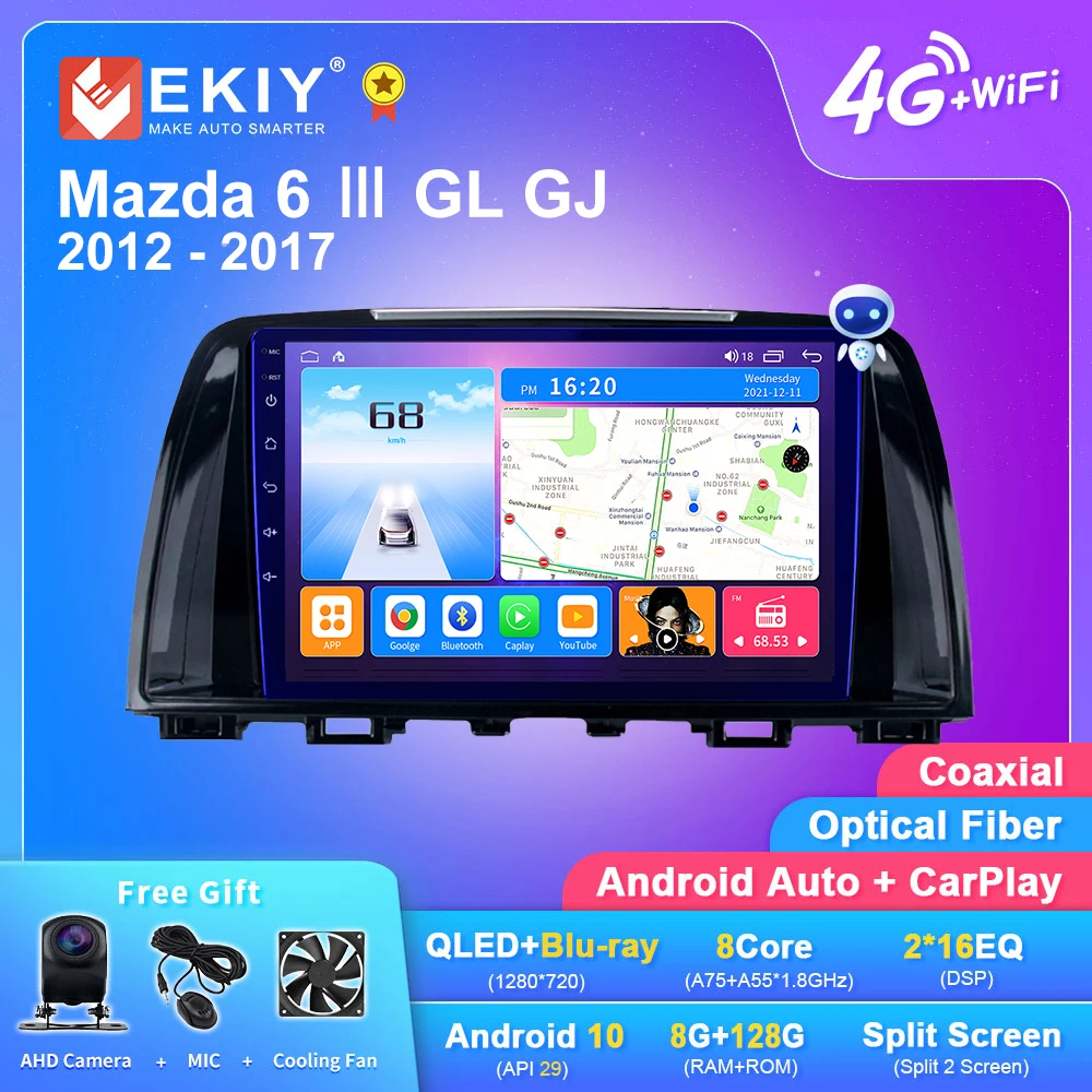 

EKIY T7 QLED DSP Android Auto Radio For Mazda 6 Ⅲ GL GJ 2012 - 2017 Stereo Car Multimedia Video Player 2din Carplay GPS Navi DVD