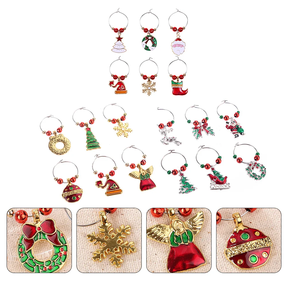 

Winechristmas Charms Markers Drinktags Glasses Markercup Stem Silicone Ring Rings Cute Identifier Holiday Cups Makers Label
