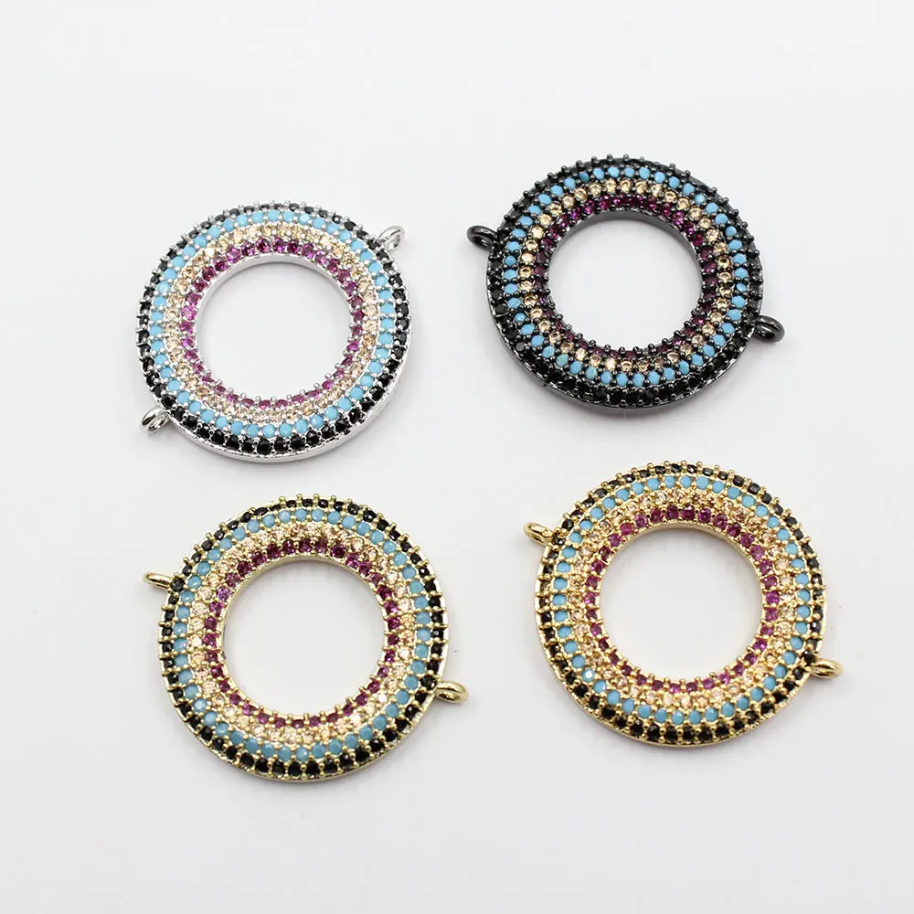 

APDGG 4 Pcs Mix Style CZ Micro Circle Round Connector For DIY