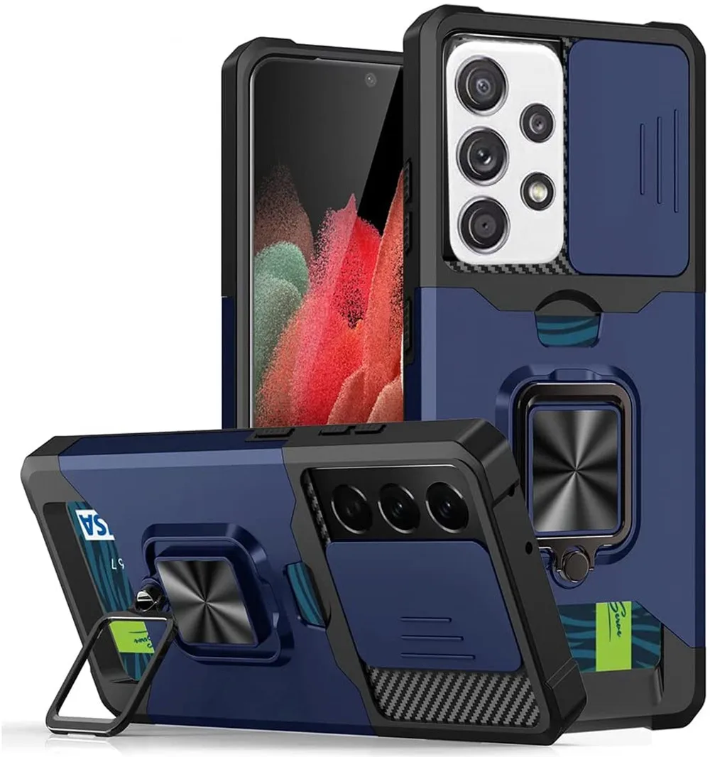 

Samsung A52 Case for Samsung A52 5G A72 A42 A32 A12 Card Slot Push Pull Camera Protection Cover for Galaxy S21 + Note 20 Ultra