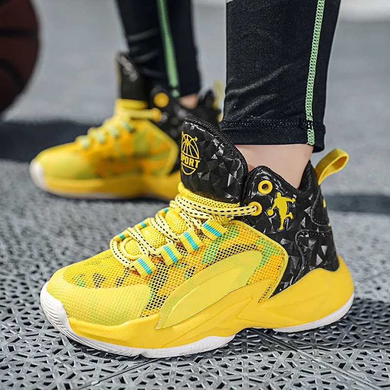 Big Size 30-45 Summer Mesh Breathable Basketball Shoes Boy Girl Wear Resistance Children's Sneakers Comfortable Kid Sports Shoes