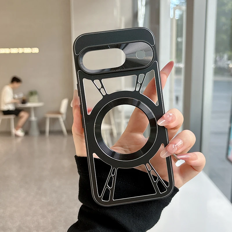 Фото Металлический магнитный чехол для Google Pixel 9 Pro XL, 9 Pro, 9A, 9 с вырезами для отвода тепла, MagSafe, полная защита камеры, Fundas №1