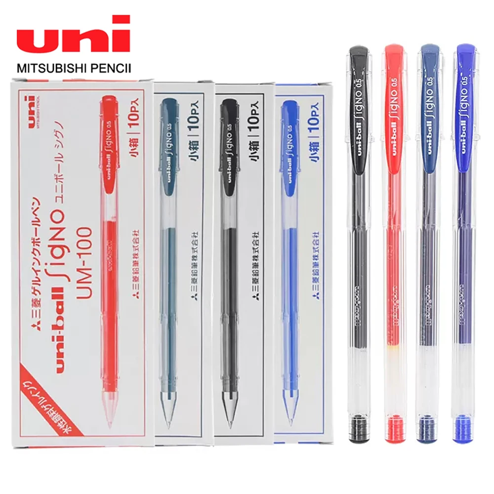 

10Pcs UNI Gel Pen UM-100 Uni-ball Ballpoint Pen 0.5mm Replaceable Core Student Supplies Office Accessories Japanese Stationery
