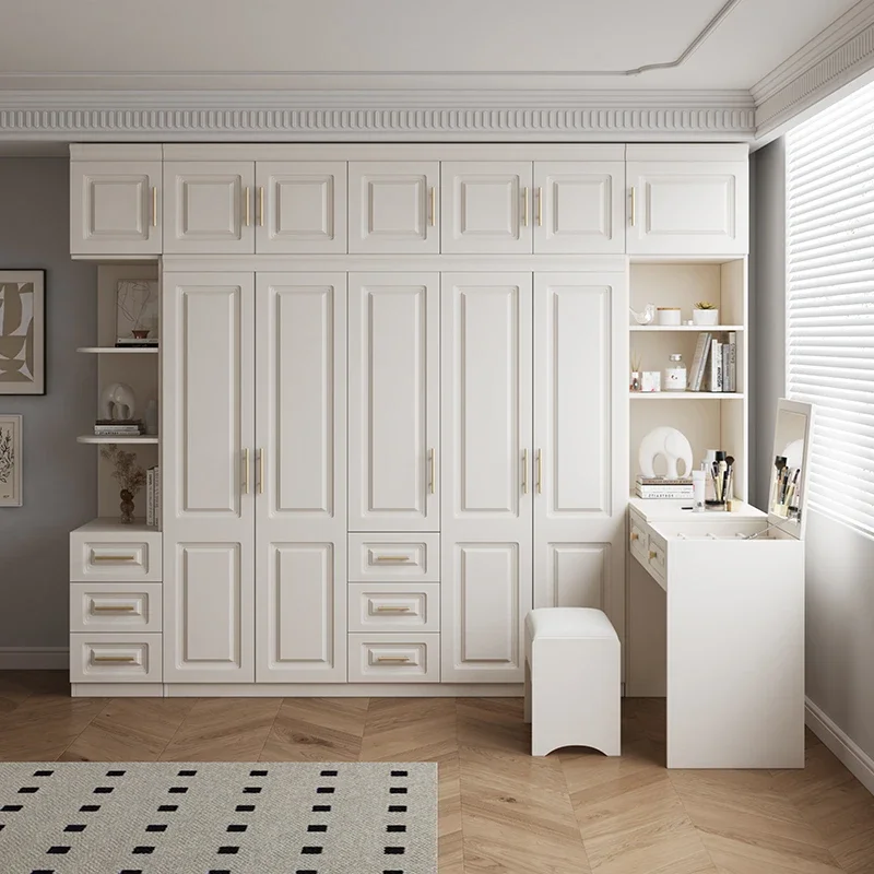 Полноразмерный шкаф для спальни ящик хранения скандинавские двери деревянный