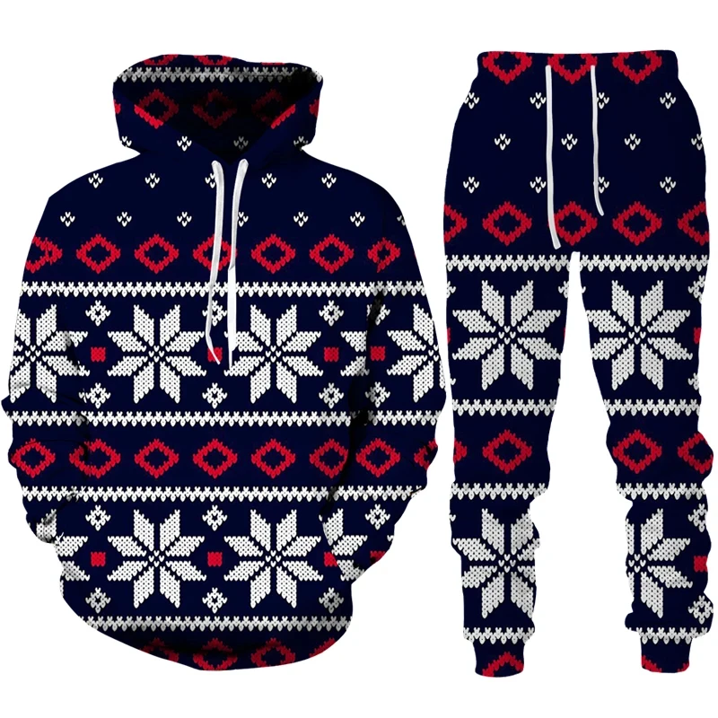 

Christmas Couple Family Outfits Elk Pattern 3D Printed Hoodies Suit Fashion Men Casual Sweatshirts Sweatpants Men Clothing Suit