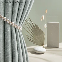 fresh green jacquard curtains blackout bedroom high end modern minimalist light luxury high precision living room thickened full
