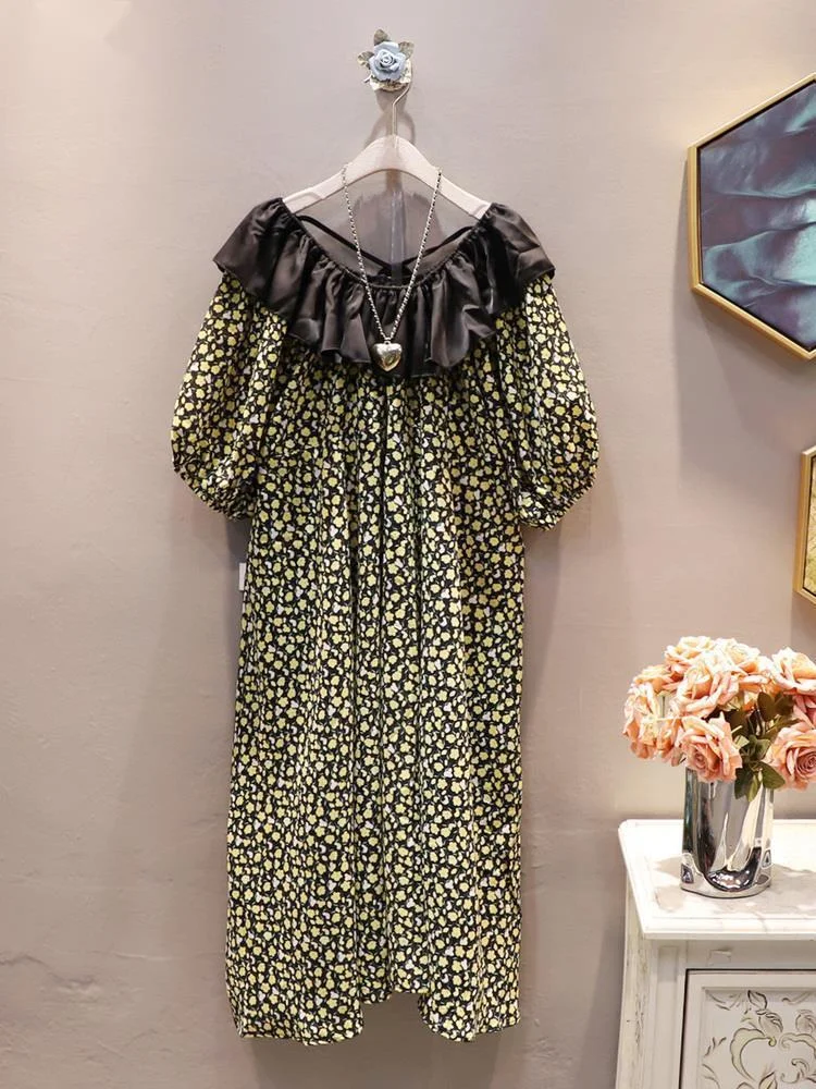 

Женское платье с открытыми плечами, винтажное богемное платье с оборками и круглым вырезом, большие размеры, лето 2023, Y848