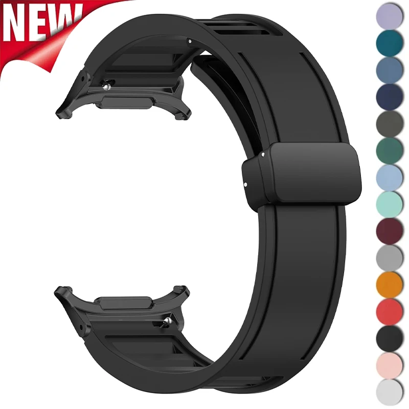 Silikonowy pasek magnetyczny do zegarka Samsung Galaxy Watch 7 Ultra 47 mm Bransoletka bez luk Opaska na nadgarstek Metal Connector