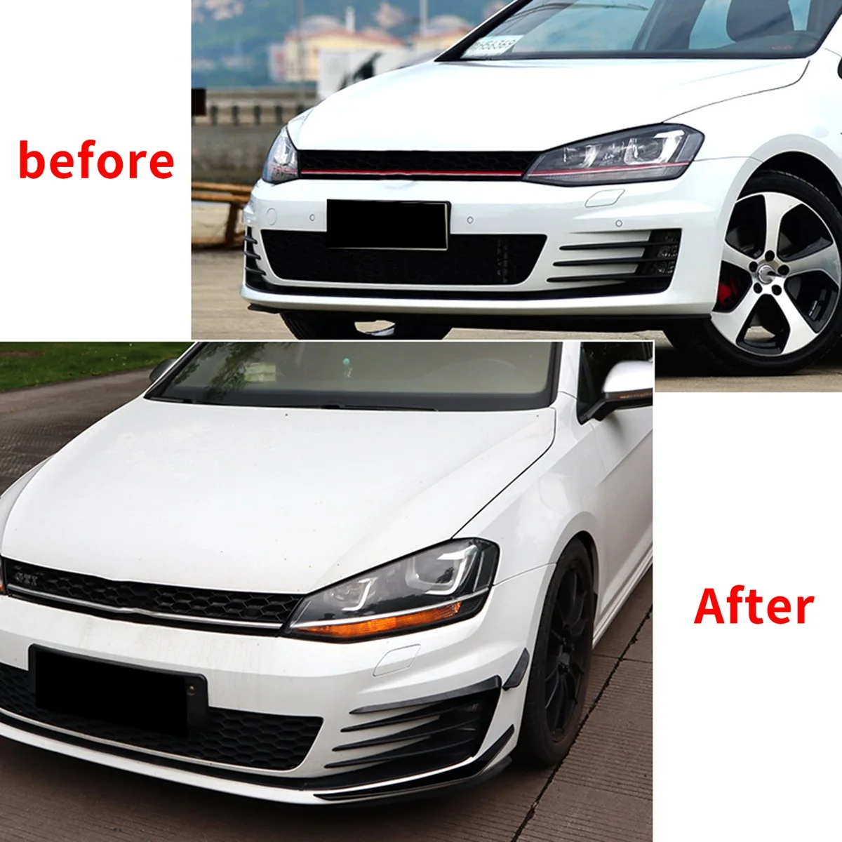 

1 Pair Car Front Bumper Spoiler Splitter Cover Fog Light Splitter Trim for Golf 7 Golf MK7 2013-2016 Front Knife