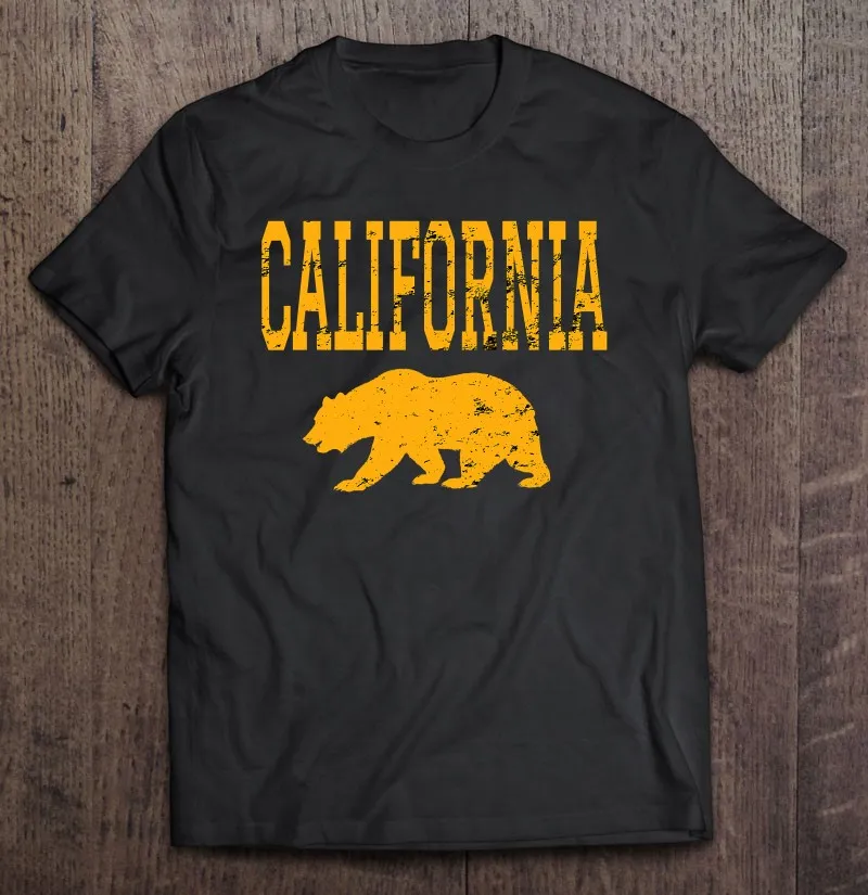 

Потертая футболка в стиле Калифорния с золотым медведем, Республика Калифорния, свободная футболка, одежда, блузка, мужские футболки, мужск...