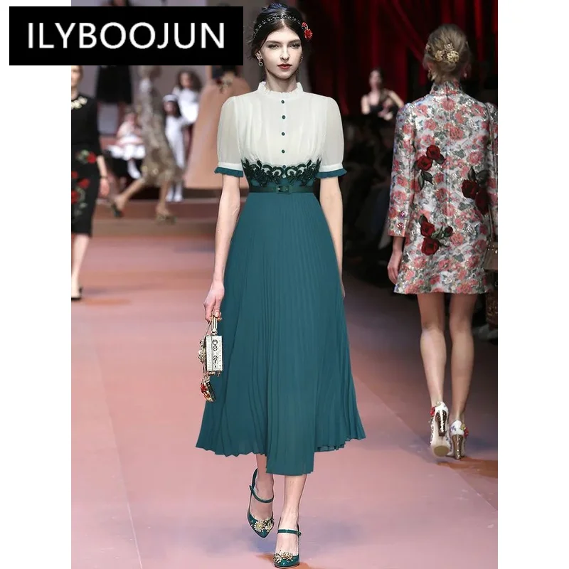 Летнее женское платье ILYBOOJUN высокого качества шифоновые туники с вышивкой и