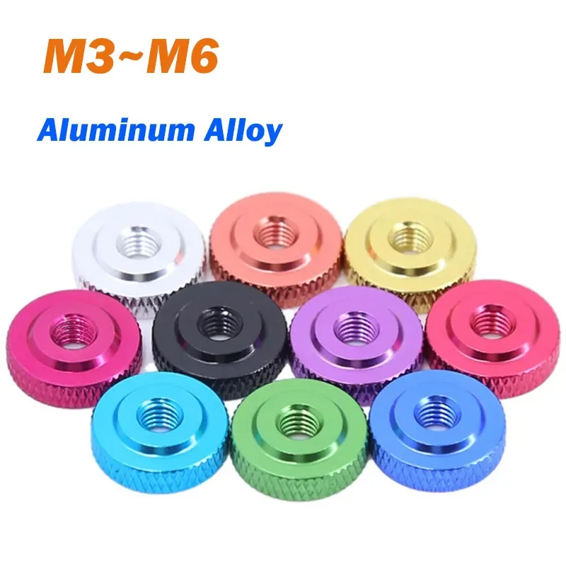 

Гайка с накаткой M3 M4 M5 M6 Толщина 3–5 мм Гайки с ручной резьбой из алюминиевого сплава Метрические тонкие гайки с ручкой