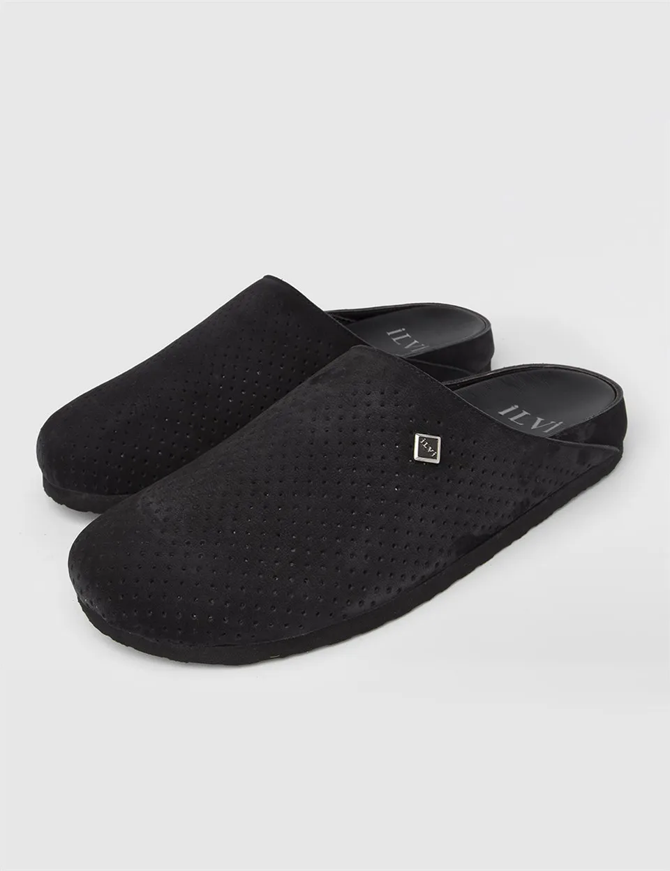 

ILVi-Genuine Leather Handmade Boras Black Nubuck Men's Slipper Men Shoes 2022 Spring/Summer