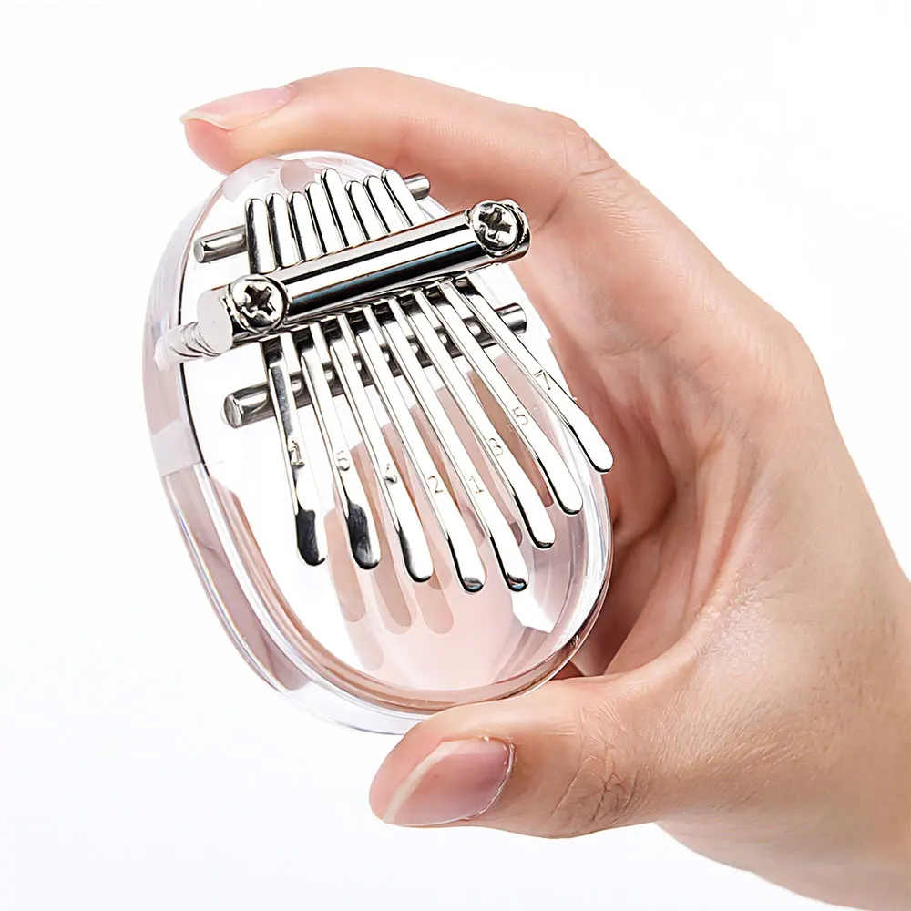8 Key Mini Kalimba Thumb Piano Wooden/Acrylic Small Wearable Musical Instrument Pendant Mbira Gift Finger Piano For Adult Kids