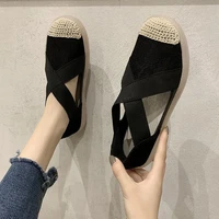 2022 summer woman sandals high heeled platform elastic gladiator wedge flat chunky sandalias breathable lace increased shoes