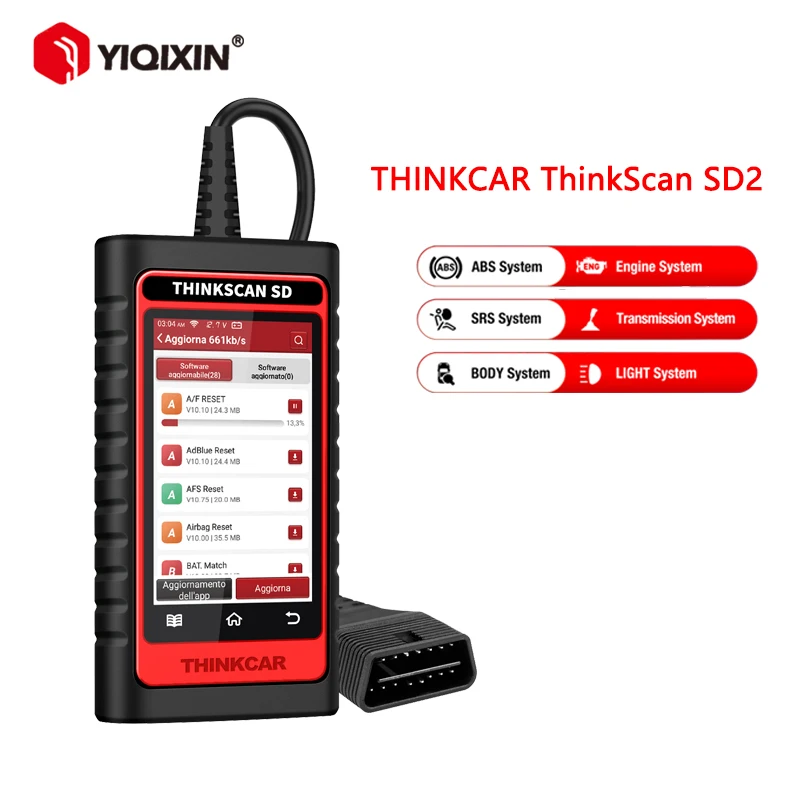 

Сканер ThinkCar ThinkScan SD2 OBD2, Автомобильный сканер ABS SRS A/F, диагностический инструмент с аккумулятором, функция сброса, функция сканирования, бесс...