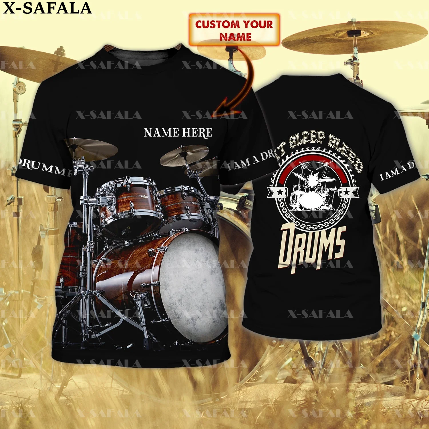 

Rock and roll drum lovers 3D Printed Men T-Shirts Top Tee Short Sleeve Casual Milk Fiber Round Neck Cold Feeling