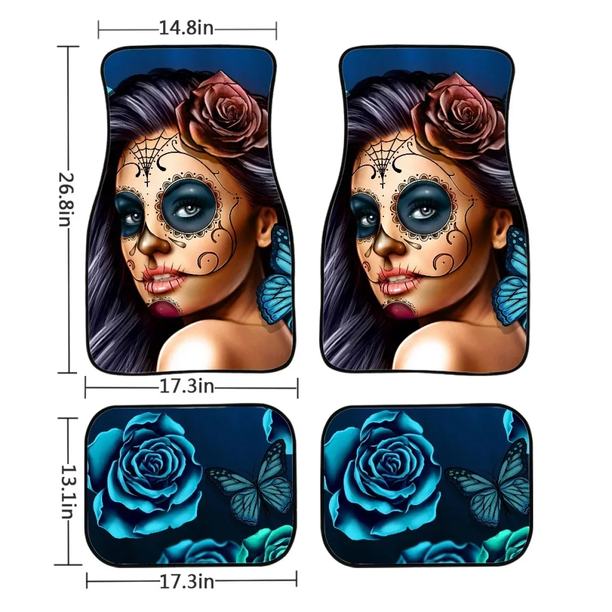 Автомобильные коврики Готическая невеста Зомби Роза Дизайн Противоскользящие